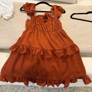 Ruffled Dress in Rust